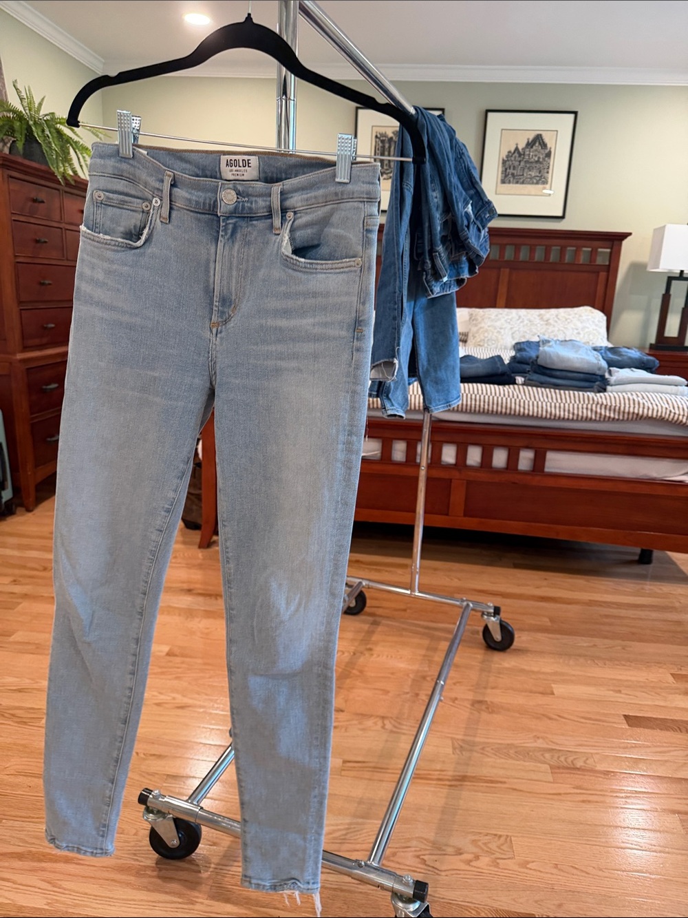 Agolde Pale Blue High-Rise Skinny Jeans